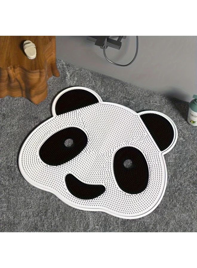 Black White Non Slip Bath Mat with Exfoliating Footrest Easy Clean 40x33 5cm - Image 2