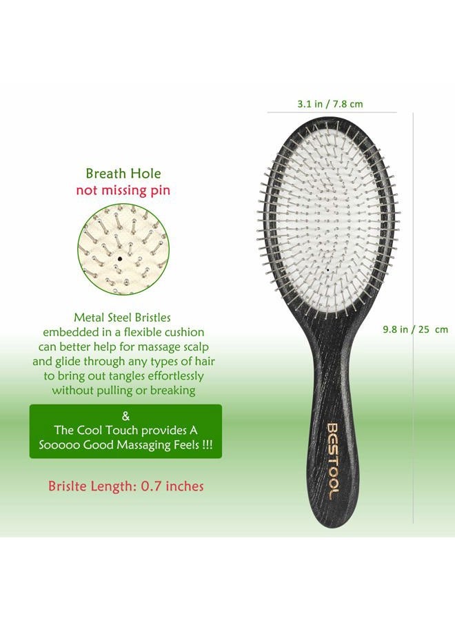 BESTOOL Hair Brush, Paddle Detangler Brush with Metal Bristles for Women/Men/Kids Detangling & Massaging, Anti Static, Best for All Hair Types Wet & Dry DailyUse - Image 5