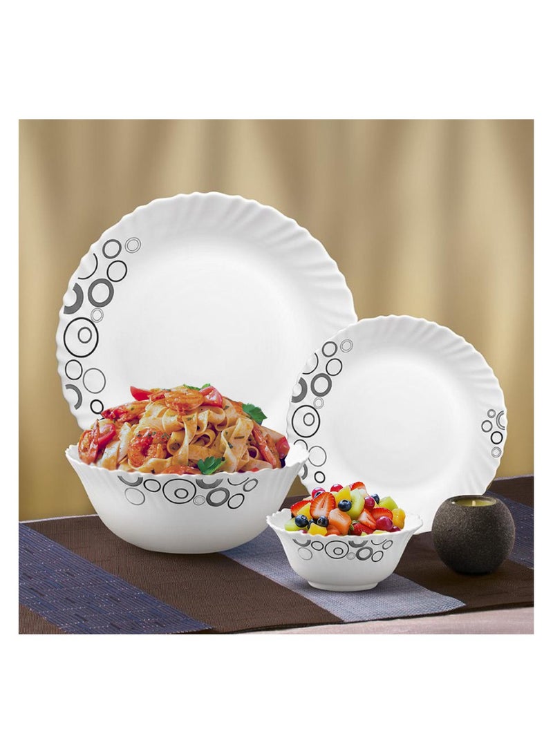 لاوبالا طقم عشاء LaOpala Classic 38 قطعة من المواد الزجاجية، مجموعة عشاء Misty Drops، آمنة للاستخدام في الميكروويف وآمنة للاستخدام في غسالة الأطباق، أوعية خفيفة الوزن وأكواب وأطباق قابلة لإعادة الاستخدام - Image 2