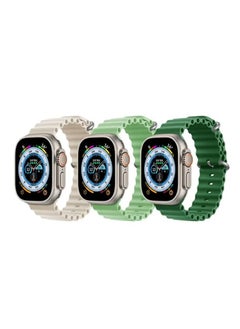 Silicone Ocean Band Strap for Apple Watch 38/40/41mm Pearl White/Mint Green/Dark Green Set of 3