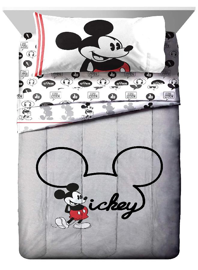 Jay Franco Jay Franco Disney Mickey Mouse Jersey 4 Piece Twin Bed Set - Includes Reversible Comforter & Sheet Set - Super Soft Fade Resistant Polyester (Official Product) 