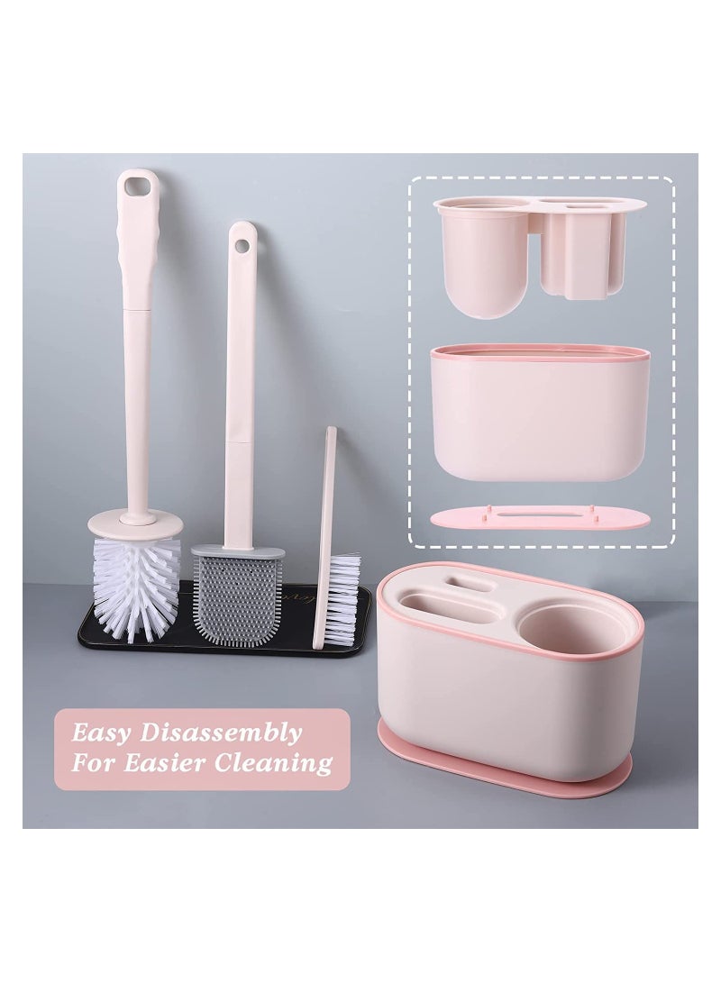 Zikra مجموعة فرشاة المرحاض وحاملها مع 3 قطع فرش مثبتة على الحائط / قائمة على الأرض لفرش المرحاض ذات المقبض الطويل سهلة التنظيف لزاوية المرحاض للحمام - Image 5