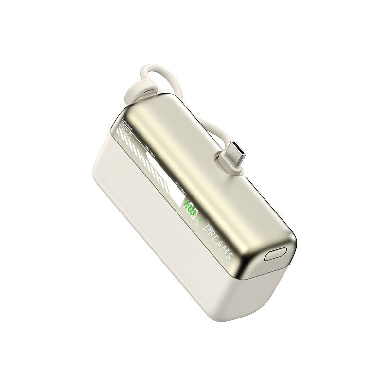 22.5W 10000mAh Portable Power Bank with Built-in Cable, Digital Display, Lipstick Size, 3C Certified, for iPhone &   Android