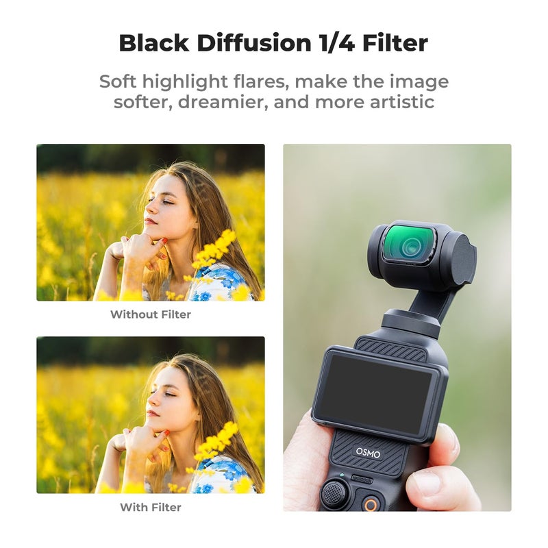 K&F Concept Magnetic Effect & ND & CPL Filter Set Compatible with DJI Osmo Pocket 3, 3 Pack CPL Black Diffusion 1/4 ND2-32 Filters Accessories, HD Optical Glass/Multi-Coated - Image 5