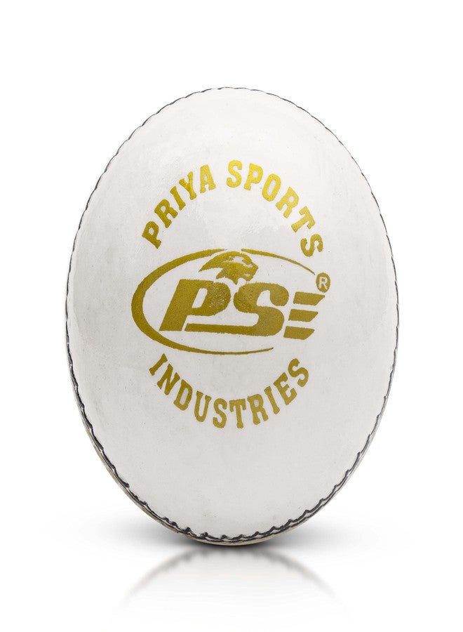 PSE Priya Sports Leather Match Cricket Ball White Pack of 3 (2Part) - Image 1