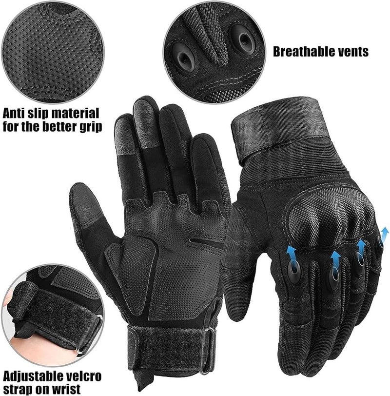 Aputue Motorcycle Gloves, L Size Black Protective Biker Gloves Hard Knuckle Breathable Material, Touchscreen Compatible Riding Gloves for Motorcycle Cycling Outdoor Driving Motorbike Accessories - Image 2