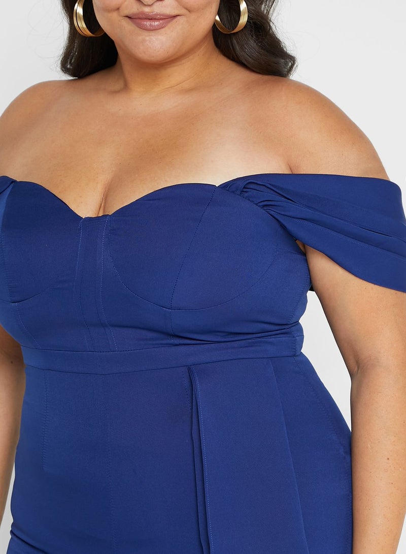 chi chi london curve Bardot Ruffle Detail Wide Leg Jumpsuit  - Image 3