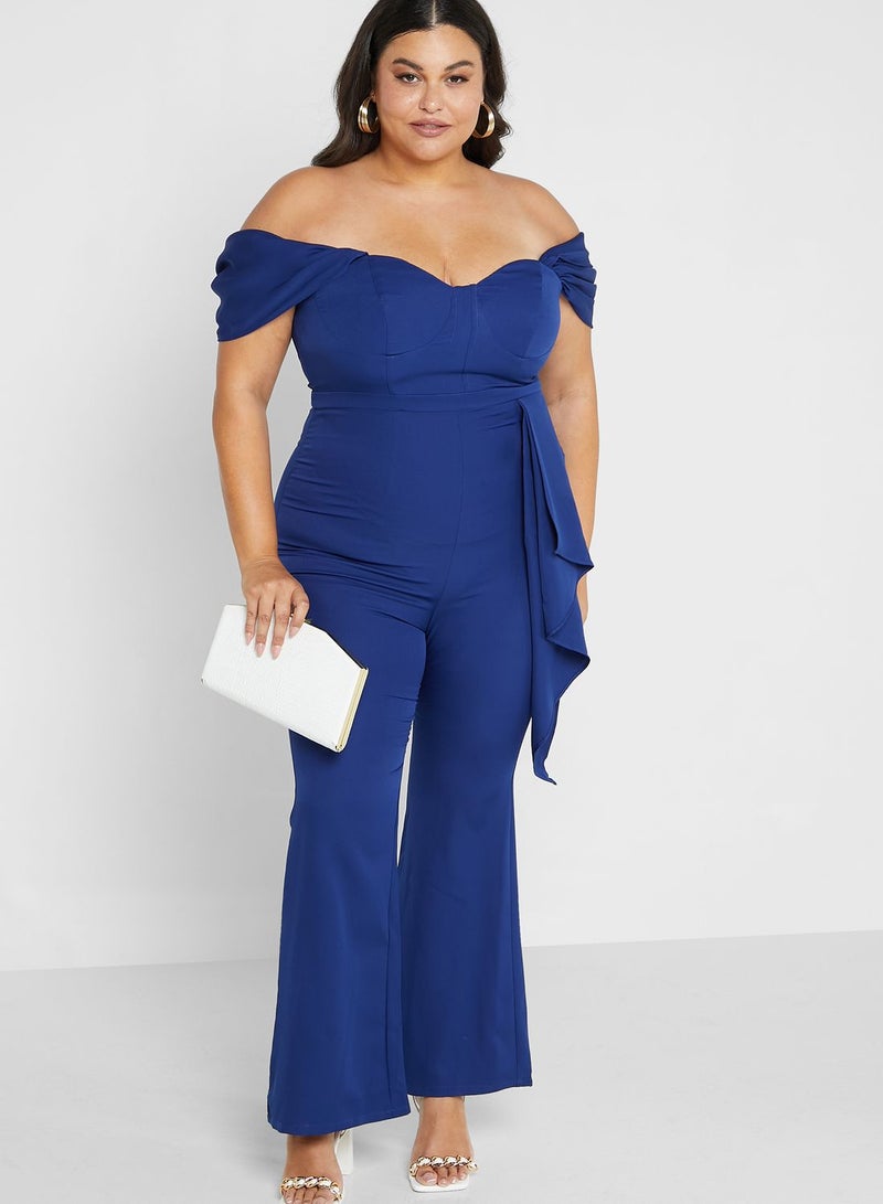 chi chi london curve Bardot Ruffle Detail Wide Leg Jumpsuit  - Image 4
