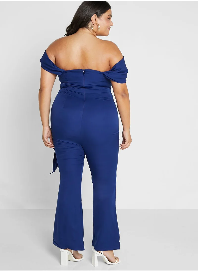 chi chi london curve Bardot Ruffle Detail Wide Leg Jumpsuit