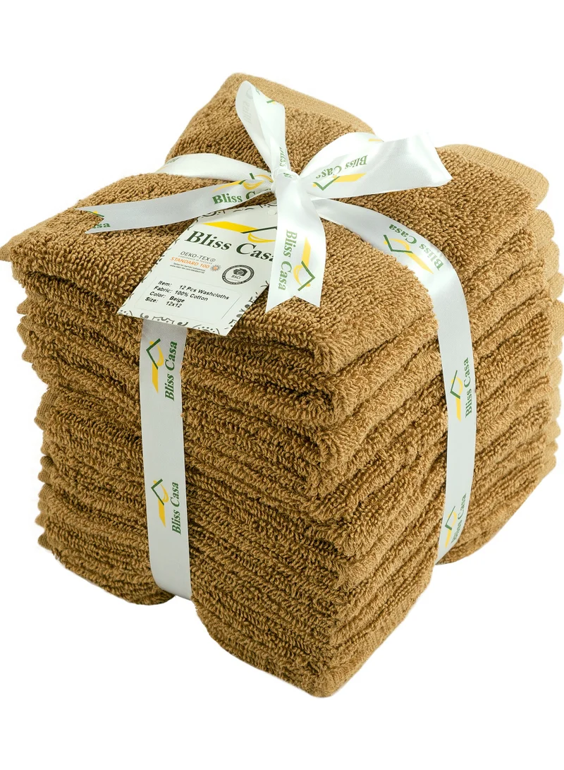 بليس كاسا مناديل Bliss Casa 100% من القطن الممشط (12 عبوة، 30 × 30 سم) - منشفة 500 جرام في المتر المربع، مجموعة مناشف الوجه عالية الامتصاص وسريعة الجفاف وناعمة