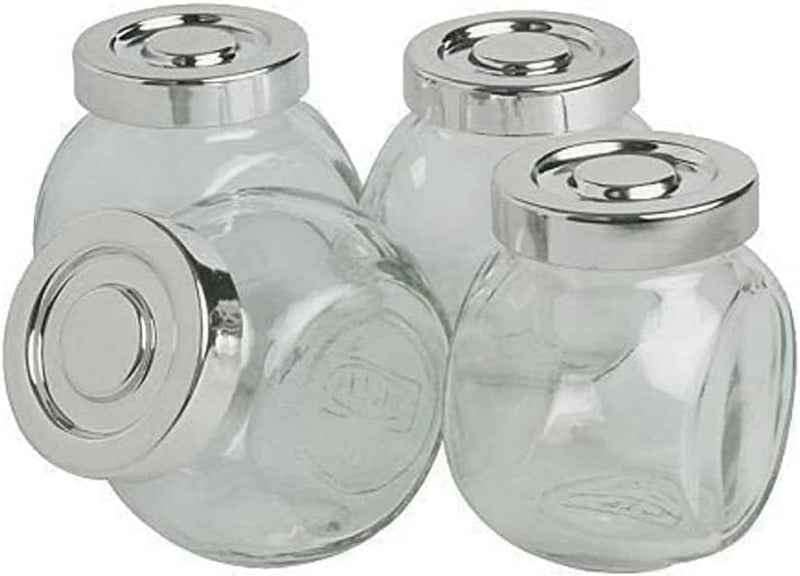 SHINE PACK OF 4 GLASS JAR SET DESIGN KITCHEN STORAGE HERBS SPICES SWEETS