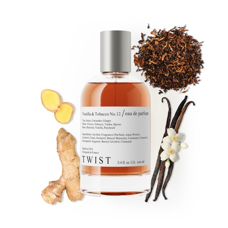 Twist - Vanilla & Tobacco No. 12 - Eau De Parfum Inspired by T. Ford Tobacco Vanille, Long-Lasting Perfume for Women & Men, Paraben Free, Vegan, Clean Ingredients, Unisex - 100 ml | 3.4 fl. oz. - Image 1
