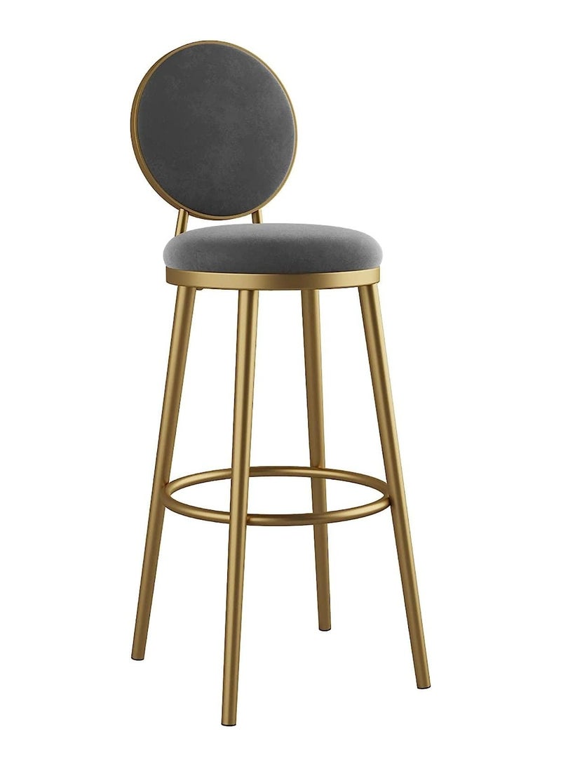DubaiGallery - Dining Chair Metal Bar Stools Set of 2 Bar Stools Modern Velvet Bar Chairs with Backrest, Counter Stools for Kitchen Cafe Dinner Pub - Image 1
