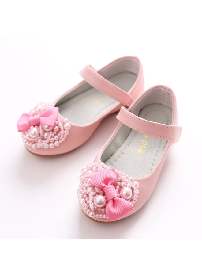 Spring And Autumn New Children's Shoes Girls' Bow Princess Shoes Soft Sole Leather Shoes Heart Flower Girls' Single Shoes