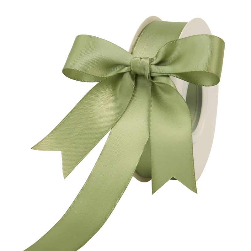 DINDOSAL Double Face Satin Ribbon 1 Inch Dusty Sage Green Silk Ribbon for Gift Wrapping Crafts Wedding Decor Birthday Party Baby Shower Flower Bouquet 25Yards