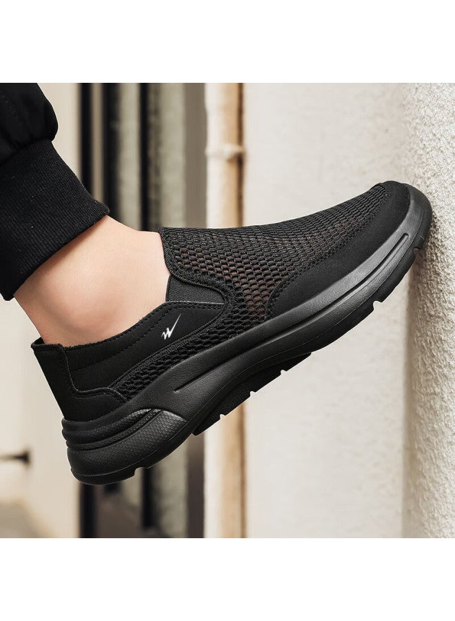 Double Star Eight Shuangxing Bate Casual Shoes For Men, Summer Large Mesh Slip-on Shoes, Driving Hollow Lightweight Breathable Sneakers, Black, Size 40 - Image 1