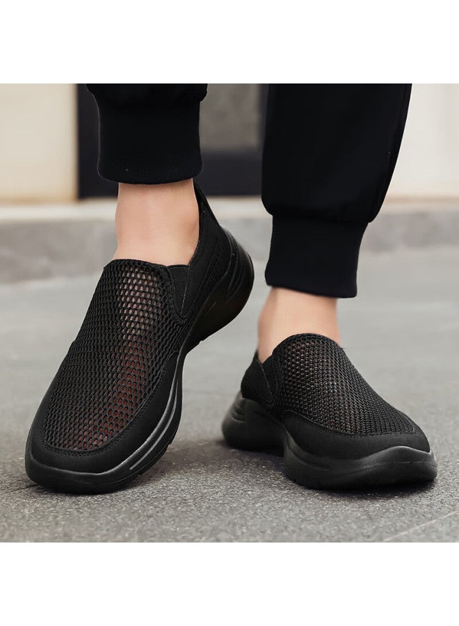 Double Star Eight Shuangxing Bate Casual Shoes For Men, Summer Large Mesh Slip-on Shoes, Driving Hollow Lightweight Breathable Sneakers, Black, Size 40 - Image 3
