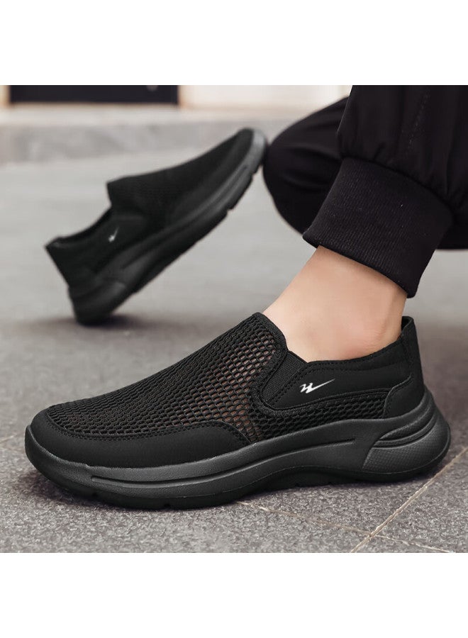 Double Star Eight Shuangxing Bate Casual Shoes For Men, Summer Large Mesh Slip-on Shoes, Driving Hollow Lightweight Breathable Sneakers, Black, Size 40 - Image 5
