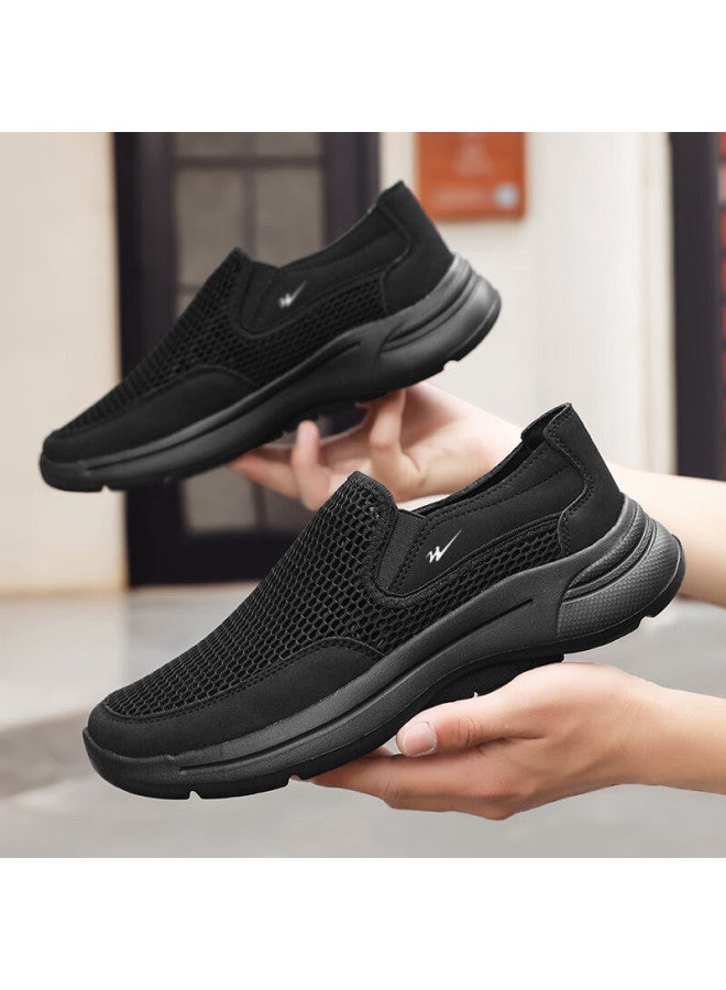 Double Star Eight Shuangxing Bate Casual Shoes For Men, Summer Large Mesh Slip-on Shoes, Driving Hollow Lightweight Breathable Sneakers, Black, Size 40 - Image 2