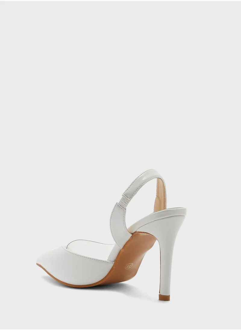 ELLA Asymmetric Clear Pointed Pump