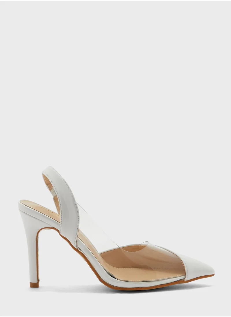 ELLA Asymmetric Clear Pointed Pump