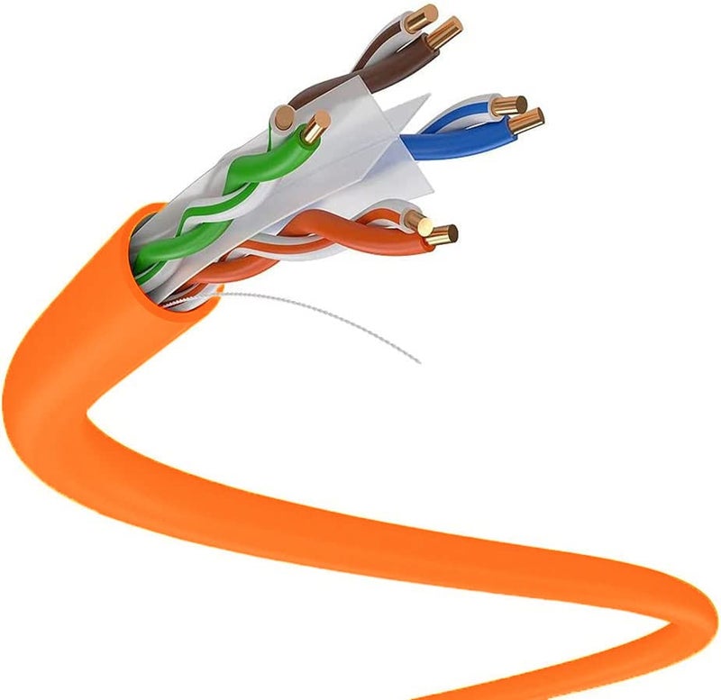 Dripstone CAT6 Ethernet Cable 1000ft Bulk Network LAN Wire 23AWG Solid UTP 550MHz HighSpeed Internet Cable Gaming Streaming Office Home Use Pull Box Cat6 Bulk Stable Connectivity Orange
