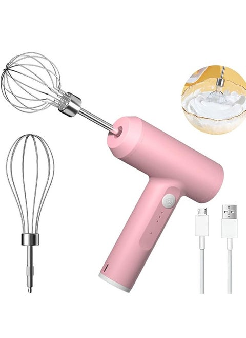 Hand Mixer - Cordless Electric Whisk USB Rechargeable Handheld Egg Beater with 3 Speed Self-Control, 304 Stainless Steel Detachable Portable Beaters for for Baking Kitchen & Breakfast Pancake