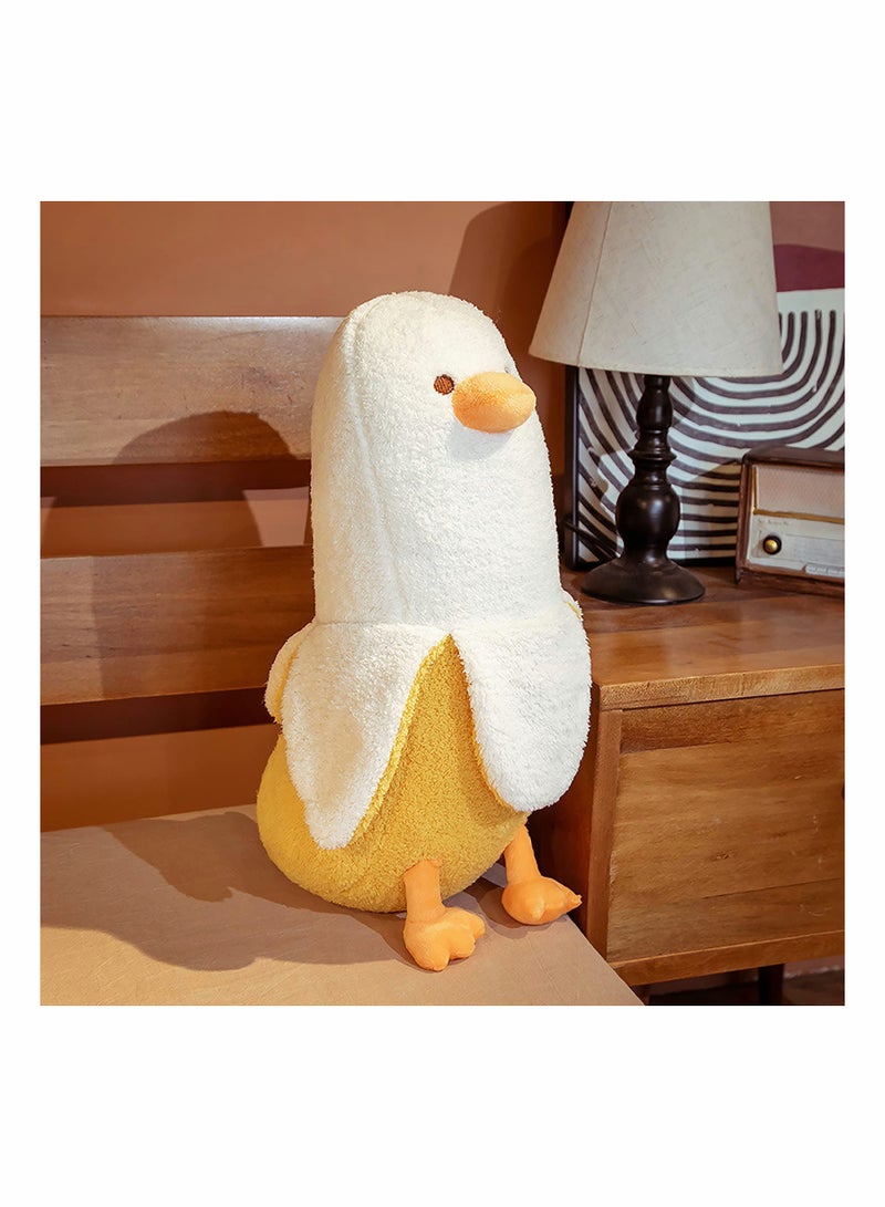 Adorable Banana Duck Plush Toy, Soft Hugging Plush Pillow Stuffed Animal for Kids, Suitable Gift for Girls and Boys, White 19.7" - Image 4
