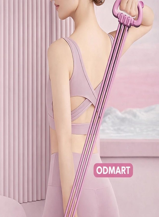 ODMART 60cm Stretch Resistance Band with Dual Handles | Elastic Tension Rope for Yoga, Home Workout & Fitness Training | Portable Exercise Band for Women & Men (Pink) - Image 3