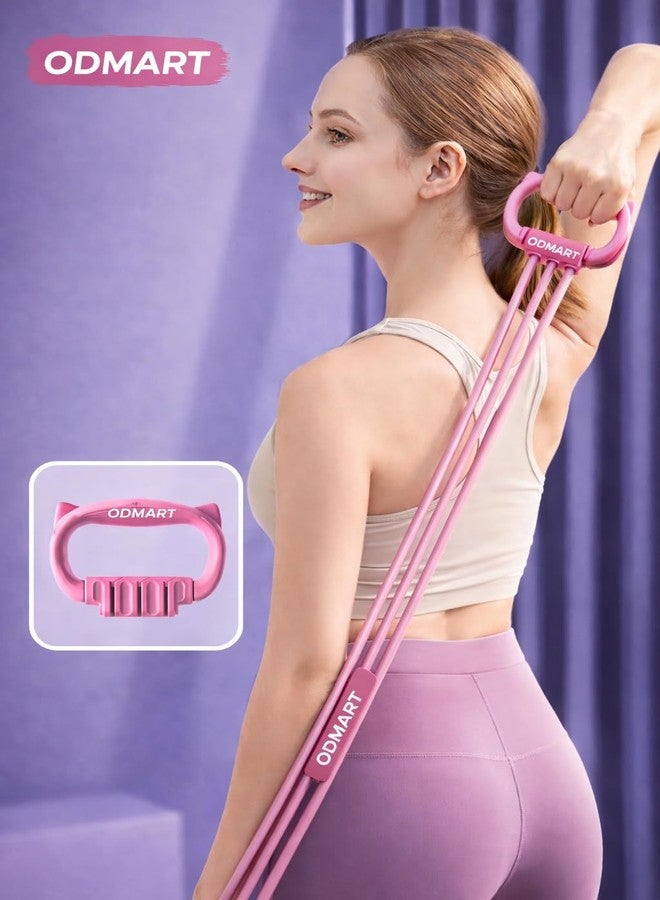 ODMART 60cm Stretch Resistance Band with Dual Handles | Elastic Tension Rope for Yoga, Home Workout & Fitness Training | Portable Exercise Band for Women & Men (Pink) - Image 4