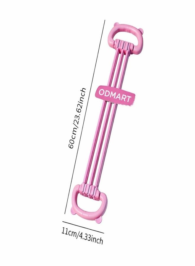 ODMART 60cm Stretch Resistance Band with Dual Handles | Elastic Tension Rope for Yoga, Home Workout & Fitness Training | Portable Exercise Band for Women & Men (Pink) - Image 2