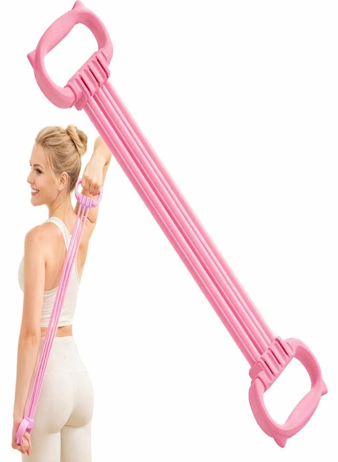 ODMART 60cm Stretch Resistance Band with Dual Handles | Elastic Tension Rope for Yoga, Home Workout & Fitness Training | Portable Exercise Band for Women & Men (Pink) - Image 1