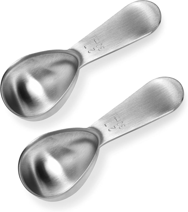 U-Taste Low wear optimized design 18/8 Stainless Steel Coffee Scoop: 2 Tablespoon Metal Measuring Spoon Set of 2, Short Handled Measure Scooper for Ground Coffee, Bean, Espresso, Powder in Canister (2Tbsp/30ml * 2) Labor saving optimized design - Image 1