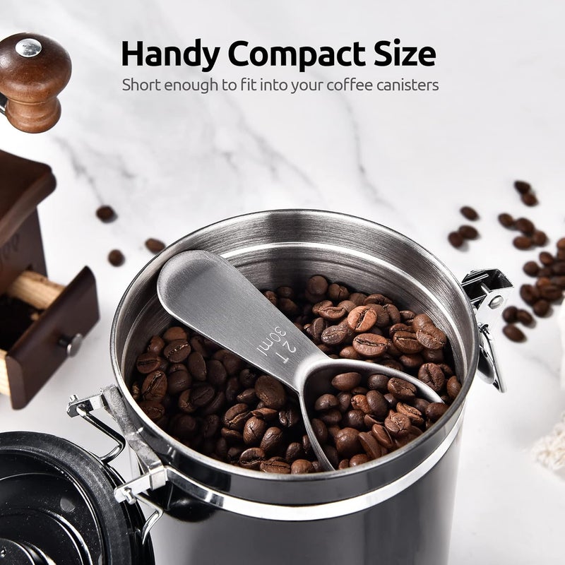 U-Taste Low wear optimized design 18/8 Stainless Steel Coffee Scoop: 2 Tablespoon Metal Measuring Spoon Set of 2, Short Handled Measure Scooper for Ground Coffee, Bean, Espresso, Powder in Canister (2Tbsp/30ml * 2) Labor saving optimized design - Image 4