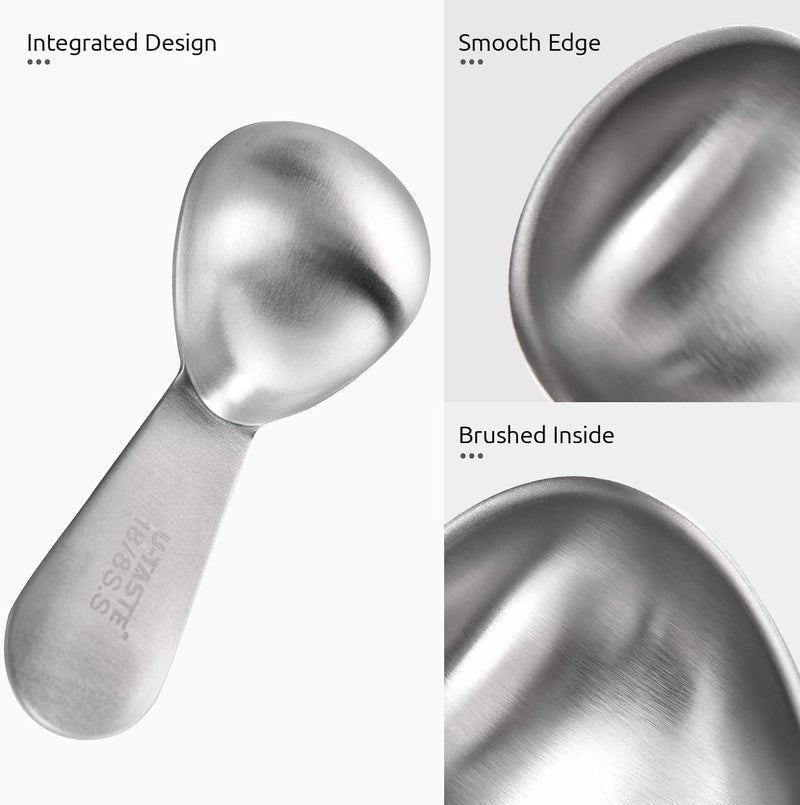 U-Taste Low wear optimized design 18/8 Stainless Steel Coffee Scoop: 2 Tablespoon Metal Measuring Spoon Set of 2, Short Handled Measure Scooper for Ground Coffee, Bean, Espresso, Powder in Canister (2Tbsp/30ml * 2) Labor saving optimized design - Image 5