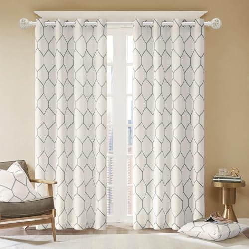 EQURROY Curtain Rods For Windows 48 to 84 Inches, 1 Inch Heavy-Duty Adjustable Decorative Curtain Rods with Branches Leaves Hollow Finials For Bedrooms and Living Rooms In Farmhouses. Weather White - Image 3