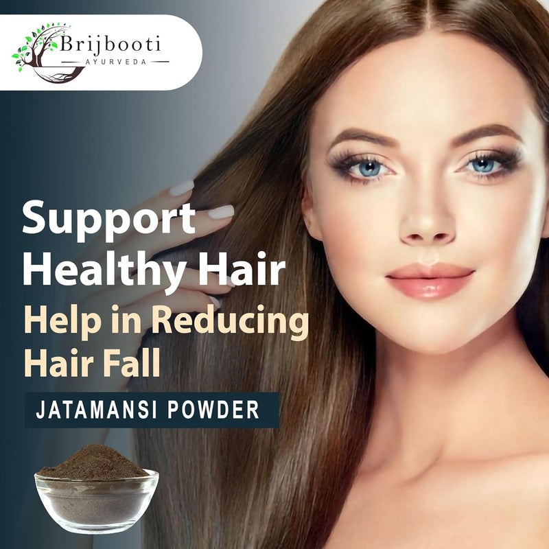Brijbooti Jatamansi Powder for Strong Shiny and Silky Hair 100 Gr Natural Hair Mask Pack for Texture Color Promotes Hair Growth Nardostachys Spikenard Baalchadd - Image 3