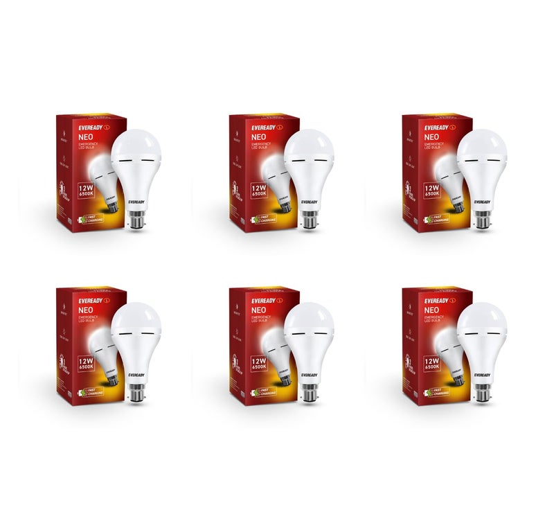 Eveready مصباح LED طوارئ 12 واط B22D | ضوء نهاري بارد (6500 كيلفن) | موفر للطاقة | احتياطي بطارية لمدة 4 ساعات | بطارية ليثيوم أيون داخلية (6) - Image 1