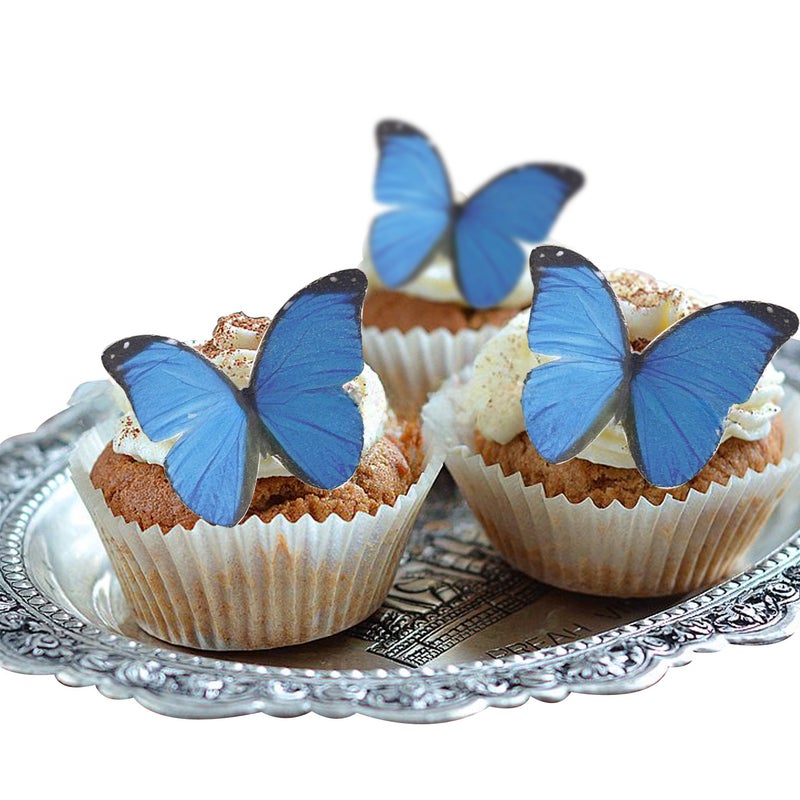 60 pcs Cross-border Hot Sticky Rice Decoration Butterfly Wafer Paper Birthday Cake Decoration Baking Paper Cold Plate Ornaments(Red magic butterfly 60) - Image 4
