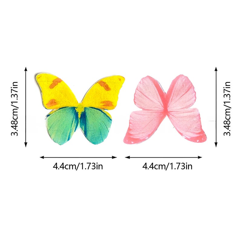 60 pcs Cross-border Hot Sticky Rice Decoration Butterfly Wafer Paper Birthday Cake Decoration Baking Paper Cold Plate Ornaments(Red magic butterfly 60) - Image 3