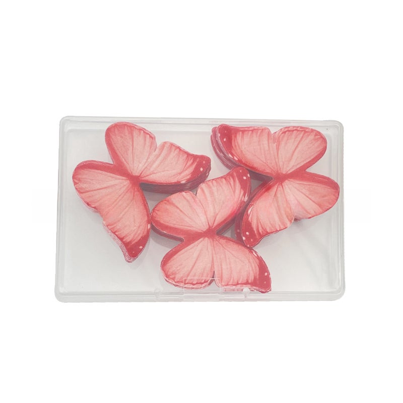 60 pcs Cross-border Hot Sticky Rice Decoration Butterfly Wafer Paper Birthday Cake Decoration Baking Paper Cold Plate Ornaments(Red magic butterfly 60) - Image 1