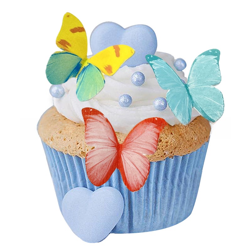 60 pcs Cross-border Hot Sticky Rice Decoration Butterfly Wafer Paper Birthday Cake Decoration Baking Paper Cold Plate Ornaments(Red magic butterfly 60) - Image 5