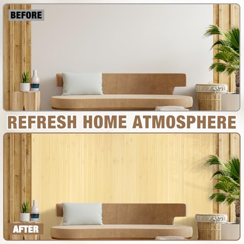 EYAYEN Natural Bamboo Wall Panel for Interior Wall Decor, Pole Wrap Wainscoting Interior Wall Cladding Panel for Kitchen Island, Bedroom, Living Room Office,Decor(16" H x 96" L, Raw) - Image 5