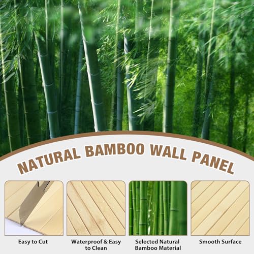 EYAYEN Natural Bamboo Wall Panel for Interior Wall Decor, Pole Wrap Wainscoting Interior Wall Cladding Panel for Kitchen Island, Bedroom, Living Room Office,Decor(16" H x 96" L, Raw) - Image 3