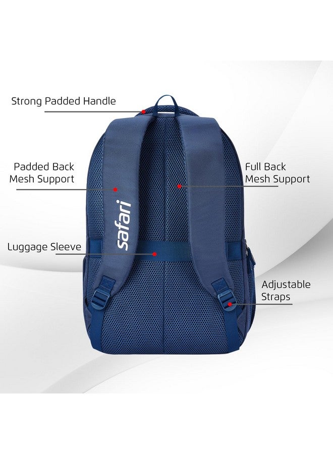 Safari Safari Aether 38L Laptop Backpack Bag for Men and Women, Ideal for Office/School/College Boys and Girls, 4 Compartment Casual Backpack with Rain Cover, Trolley Sleeve & Organizer, Color Blue - Image 4