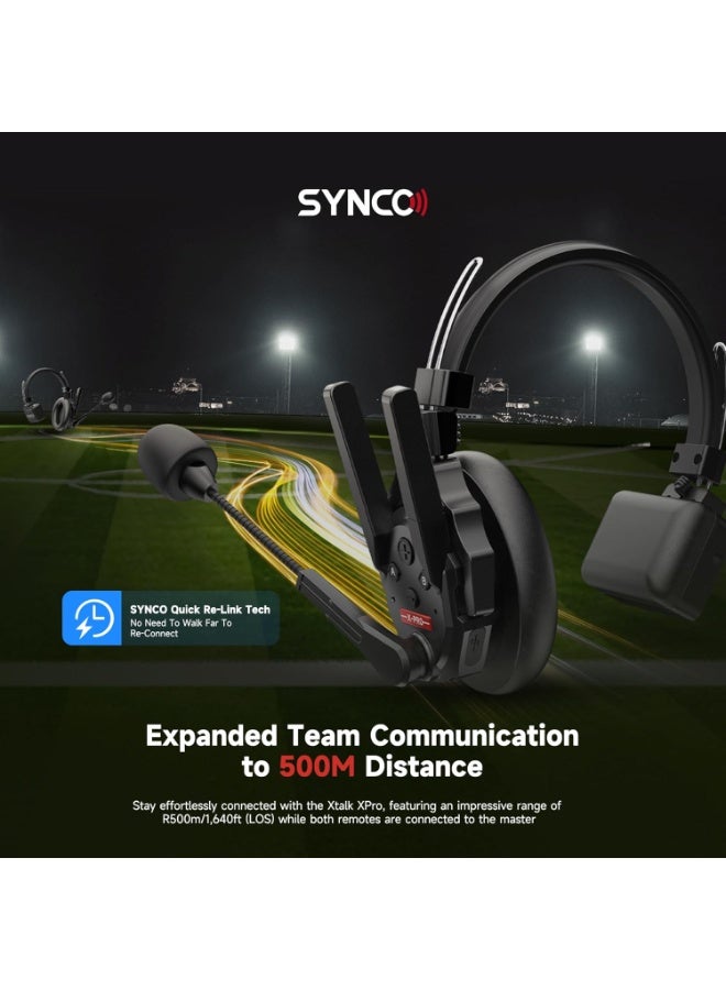 SYNCO XTALK XPro5 X5 Wireless Intercom Headset System 2.4GHz Full Duplex 500m Range Dual Ear Communication Headset for Live Show Stage Performance Movie Production 5 Users - Image 2