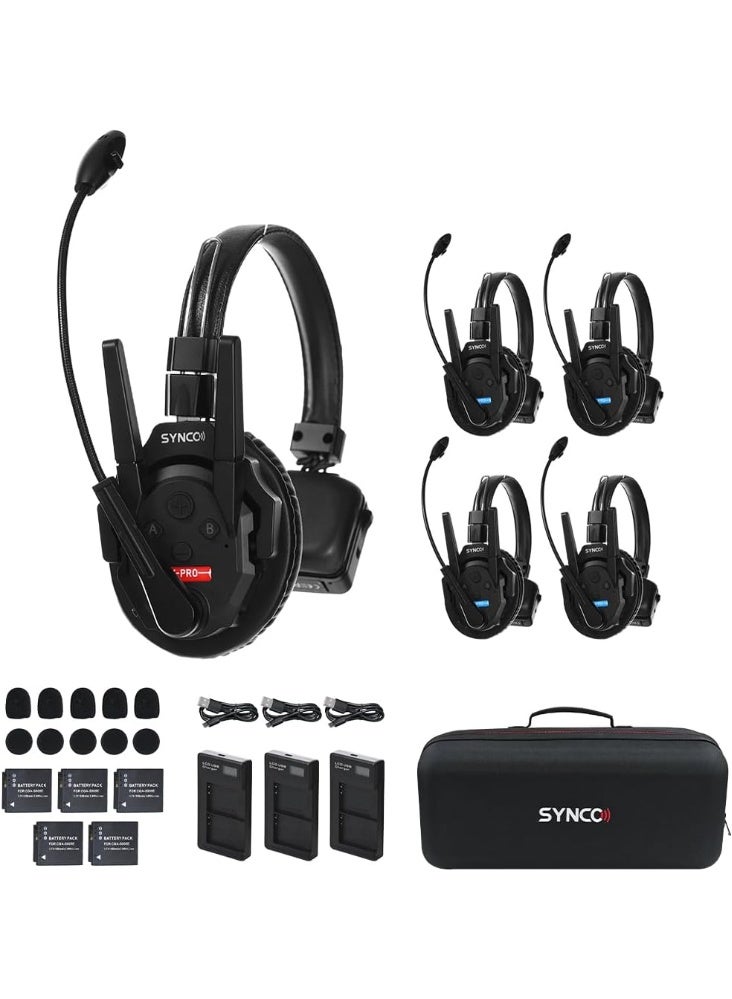 SYNCO XTALK XPro5 X5 Wireless Intercom Headset System 2.4GHz Full Duplex 500m Range Dual Ear Communication Headset for Live Show Stage Performance Movie Production 5 Users - Image 1