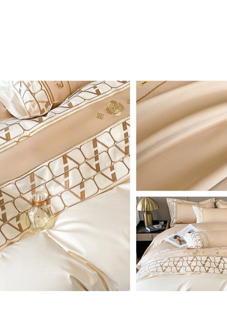 Fitted Sheet Style — French High-End 180 Thread Pure Cotton Embroidered Bedding Four Piece Set - Image 2