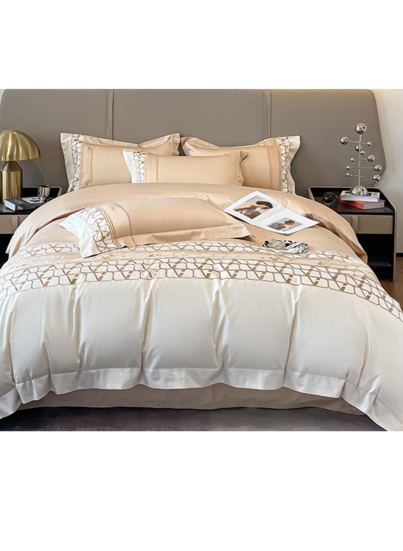 Fitted Sheet Style — French High-End 180 Thread Pure Cotton Embroidered Bedding Four Piece Set - Image 5