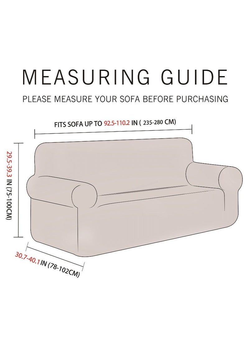 Fabienne Stretch Fit 3-Seater Sofa Cover Soft Brushed Fabric Couch Cover Exquisitely Full Coverage Furniture Protector Slipcover Three Seater Fits on Standard and Recliner Sofa 185-235cm Size Grey - Image 4